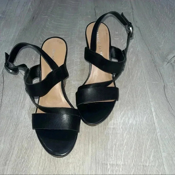 Franco sarto black wedge heels / sz 9 - Picture 2 of 5